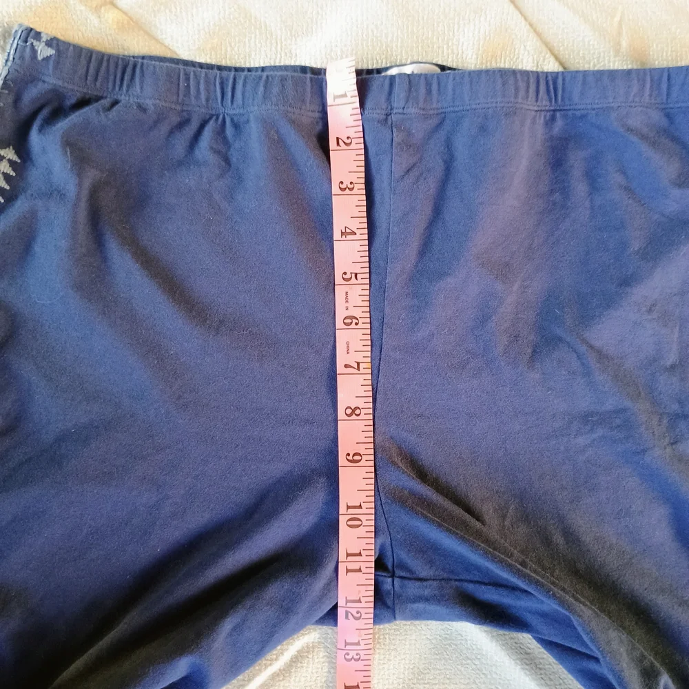 Johnny Was Blue Leggings with Pink Floral Embroidery Sz PXL - Picture 9 of 9